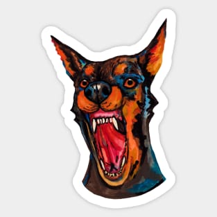 Angry watercolor doberman dog Sticker